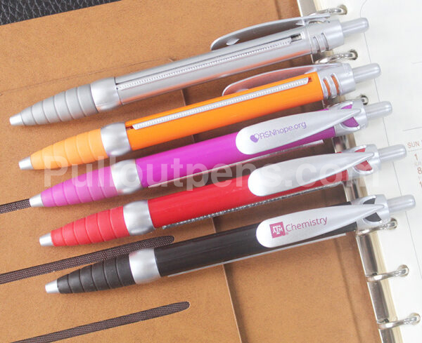 custom logo on clip banner pens